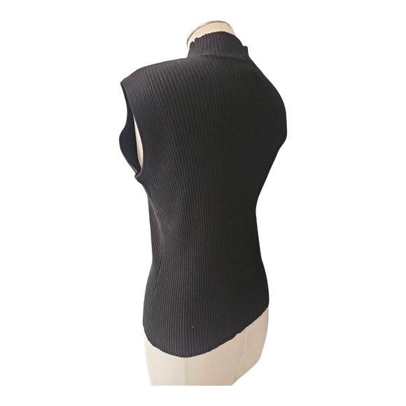 Joseph A. Qu'est-Cequecest Black Sleeveless Mock Neck Top Size L | Rayon Nylon - Picture 4 of 7